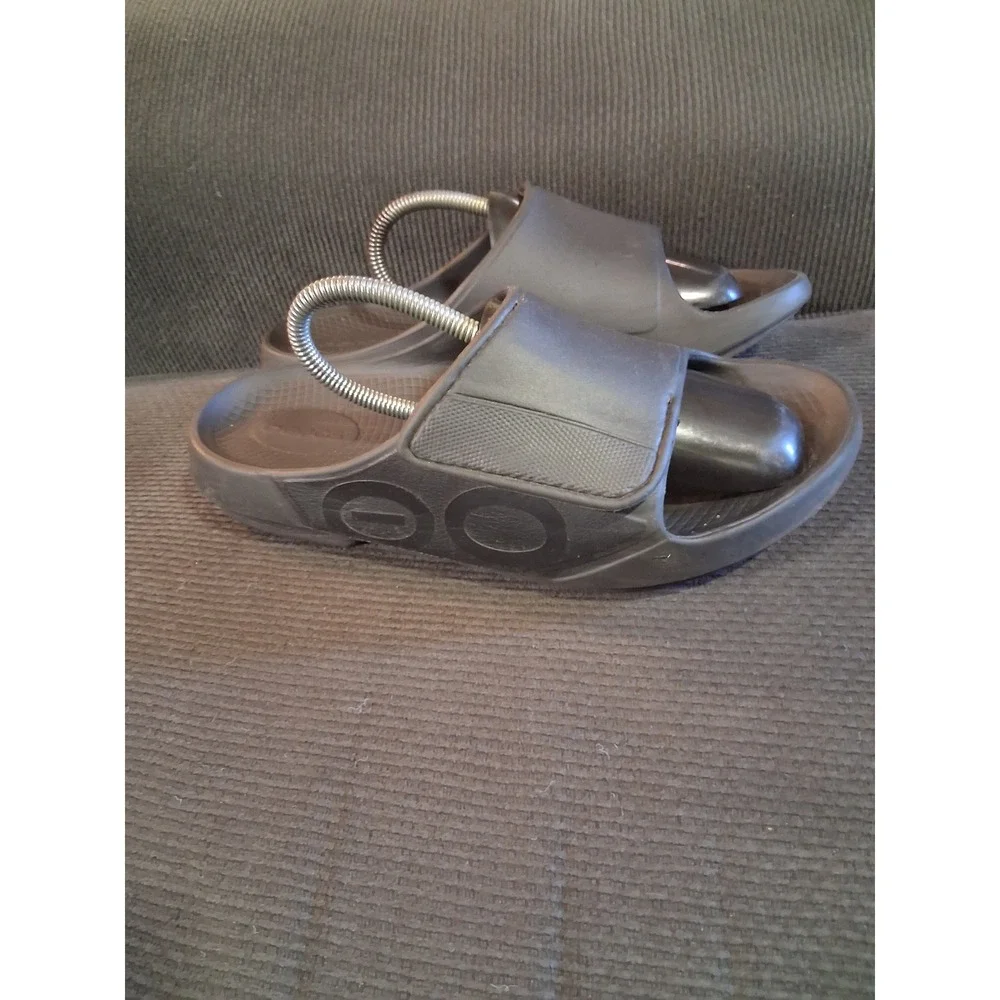 OOFOS OOahh Sport Flex Black Recovery Slide Sandals Mens 10 Womens 12 EU 43